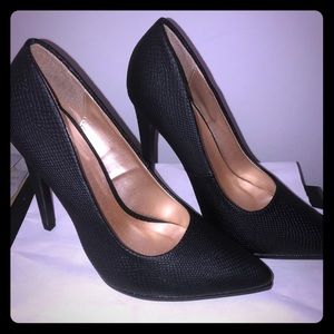 Black Snake Skin texture matte heels